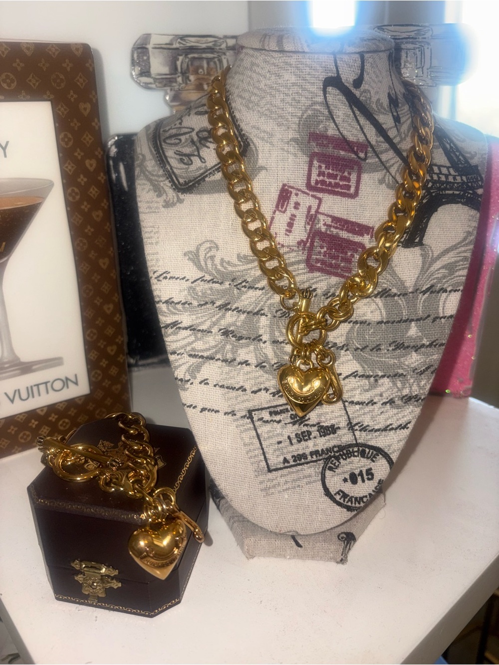 Juicy Couture Necklace and Bracelet,Heavy.